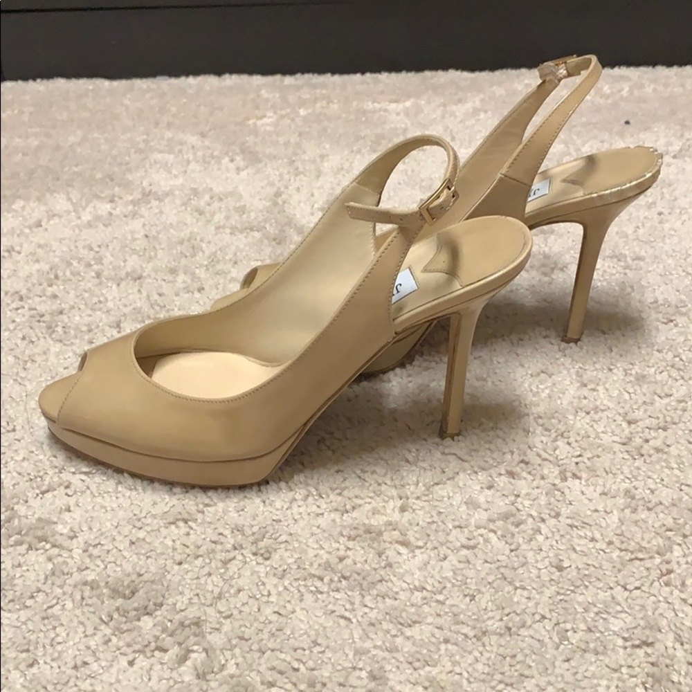 Jimmy Choo Nude Patent Leather Slingback Pump - Picture 2 of 4